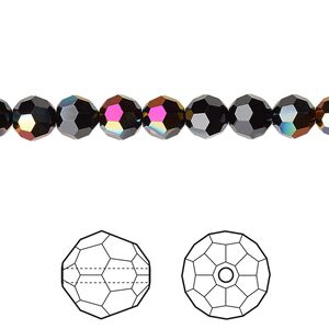 Bead 12pk jet astral pink, Crystal Passions® 6mm round 5000