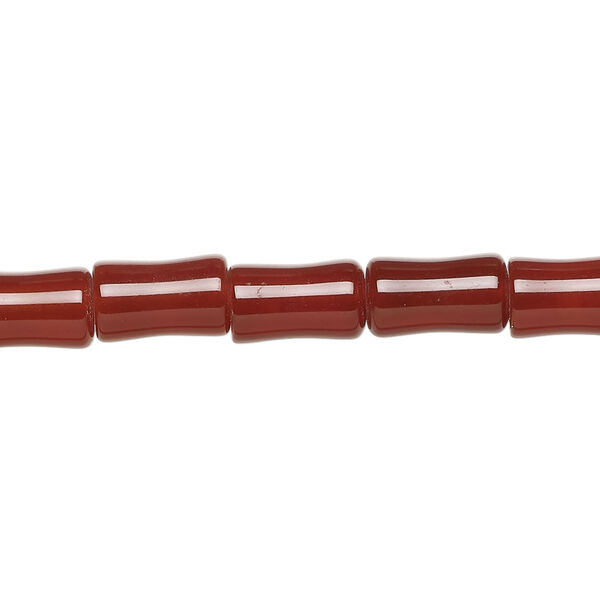 Red agate 1pkg1, bamboo bead, 15 inch 10x5mm-11x6mm dark image number 0