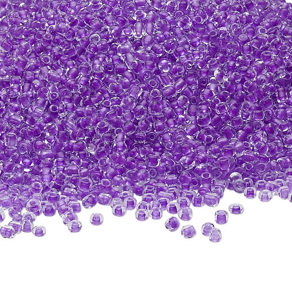 Seed bead, Ming Tree™, glass, pkg/1 pound, #11 round, transparent color-lined purple. image number 0