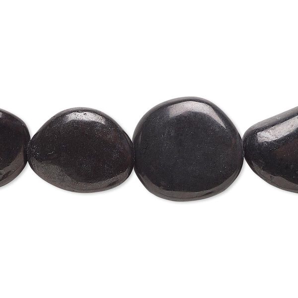 Bead, magnetite (natural), small to medium flat nugget, Mohs hardness 5-1/2 to 6-1/2. Sold per 8-inch strand. image number 0