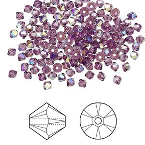 Bead 48pk amethyst AB, Crystal Passions® 3mm bicone 5328