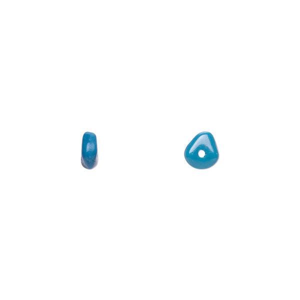 Bead, Czech pressed glass, opaque blue, 6x3mm flat triangle. Sold per 16-inch strand, approximately 150 beads. image number 0