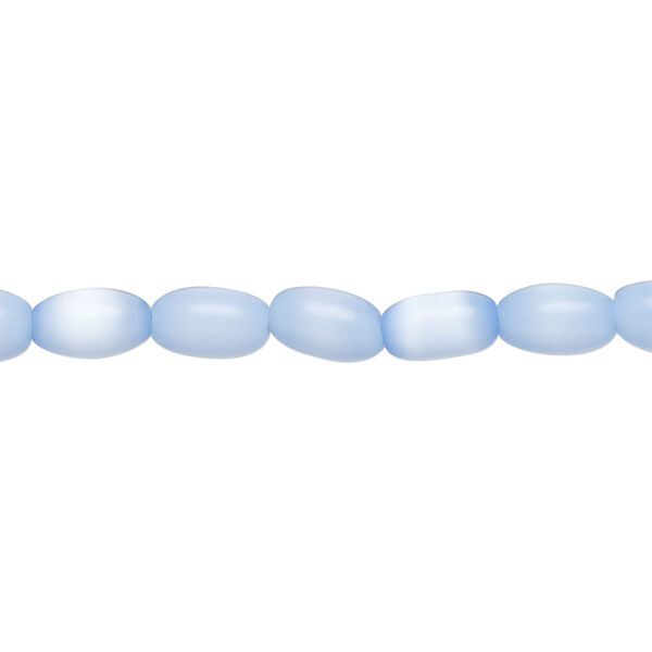 Bead, fiber optic glass, pkg/14 inch, opaque blue, 7x5mm center-drilled oval. image number 0