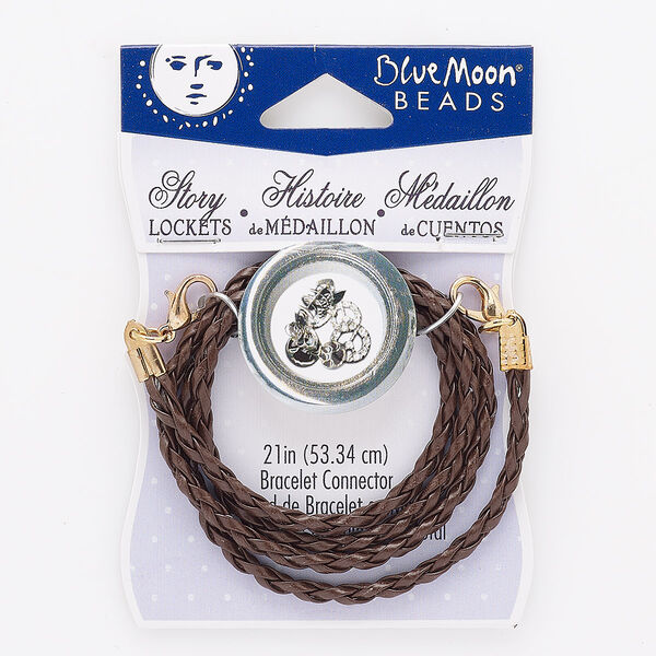 Bracelet, wrap, faux leather / gold-finished "pewter" (zinc-based alloy) / steel, brown, 3mm braided, 21 inches with (2) lobster claw clasp. Sold individually. image number 0