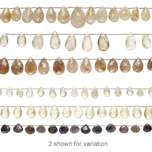 Multi-gemstone 1pkg3, hand-cut top-drilled / center-drilled faceted teardrop bead 6 inch mix 10x7mm-28x16mm image number 0