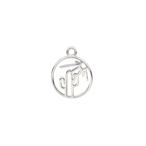 Charm Amoracast® 1pkg1 sterling silver, 10.5mm 2-sided cutout open Sedona round image number 0