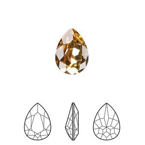 Fancy stone 1pk golden topaz foil back, Crystal Passions® 14x10mm pear 4320