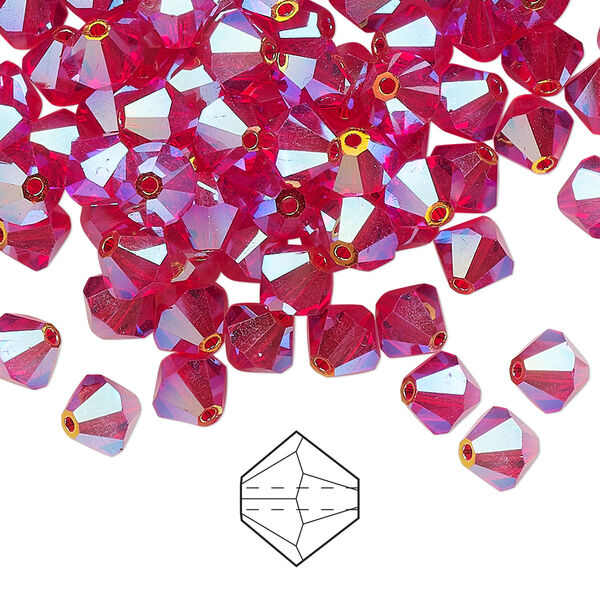 Bead 288pk light Siam AB 2X, Preciosa Czech crystal 6mm bicone image number 0