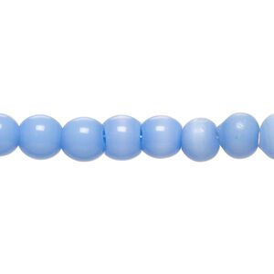 Bead, cat's eye glass (fiber optic glass), blue-violet, 5-7mm irregular round. Sold per 14-inch strand, approximately 60 beads.