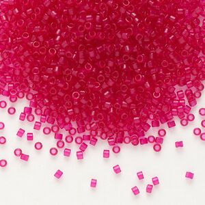 Seed bead, Delica®, glass, pkg/7.5g, #11 round, translucent matte scarlet light topaz (DB-0775).