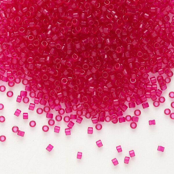 Seed bead, Delica®, glass, pkg/7.5g, #11 round, translucent matte scarlet light topaz (DB-0775). image number 0