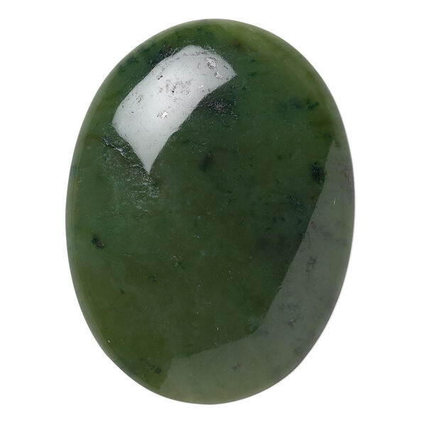 Cabochon, nephrite jade (natural), 40x30mm calibrated oval, B grade, Mohs hardness 6 to 6-1/2. Sold individually. image number 0