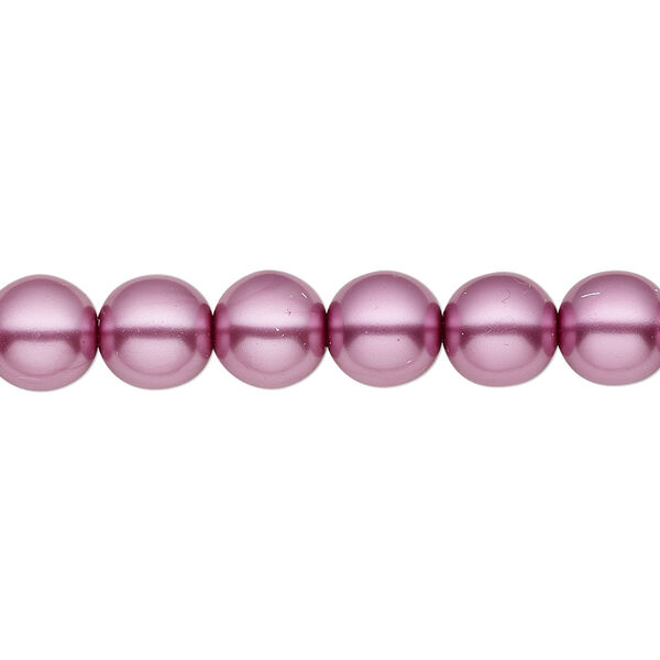 Bead, Czech pearl-coated glass druk, opaque lilac, 8mm round. Sold per 15-1/2" to 16" strand. image number 0