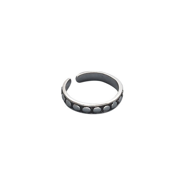 Toe ring, antiqued sterling silver, 3mm wide with dot design, adjustable. Sold individually. image number 0