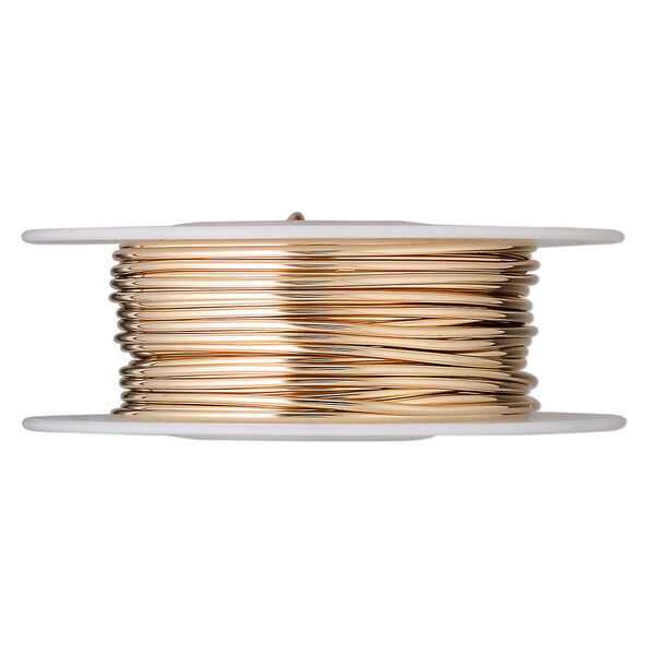 Wire, 14Kt gold-filled, half-hard, round, 18 gauge. Sold per pkg of 5 feet. image number 0