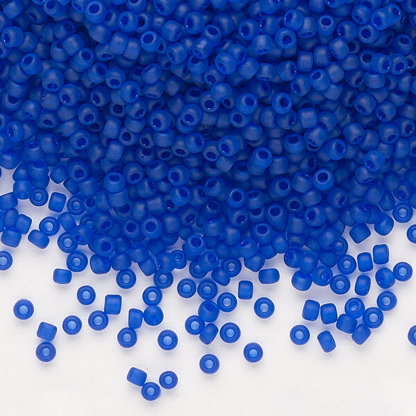 Seed bead, Dyna-Mites™, glass, pkg/1/2kg, #11 round, translucent frosted cobalt, (14MA 11/0 RR). image number 0