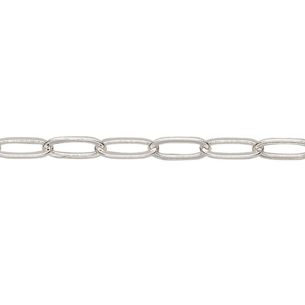Chain, silver-plated brass, 3.8mm paperclip. Sold per pkg of 5 feet. image number 0