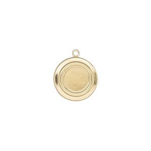 Drop, 14Kt gold-filled, 13mm single-sided round with 8mm round setting. Sold individually.