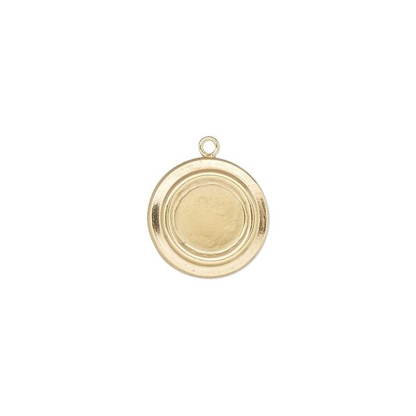 Drop, 14Kt gold-filled, 13mm single-sided round with 8mm round setting. Sold individually. image number 0