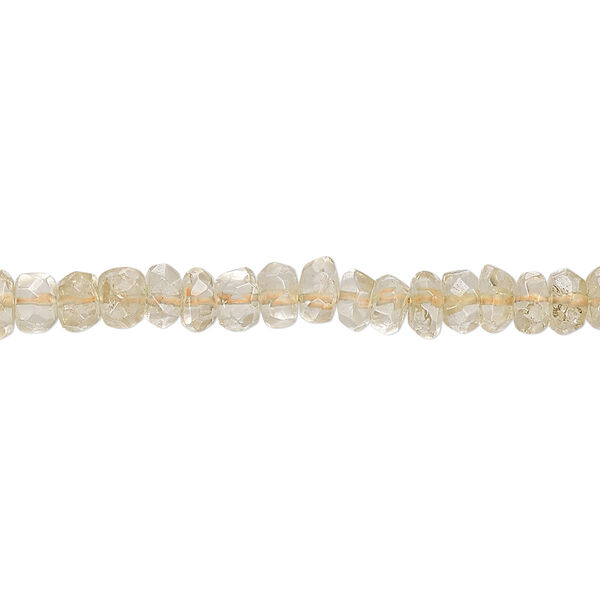 Bead, citrine (dyed/heated), 5x3mm faceted hand-cut rondelle, C- grade, Mohs hardness 7. Sold per 12-inch strand. image number 0