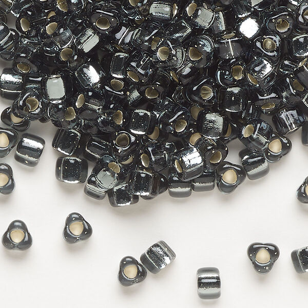 Seed bead, Miyuki, glass, silver-lined translucent grey, (TR1805), #5 triangle. Sold per 250-gram pkg. image number 0