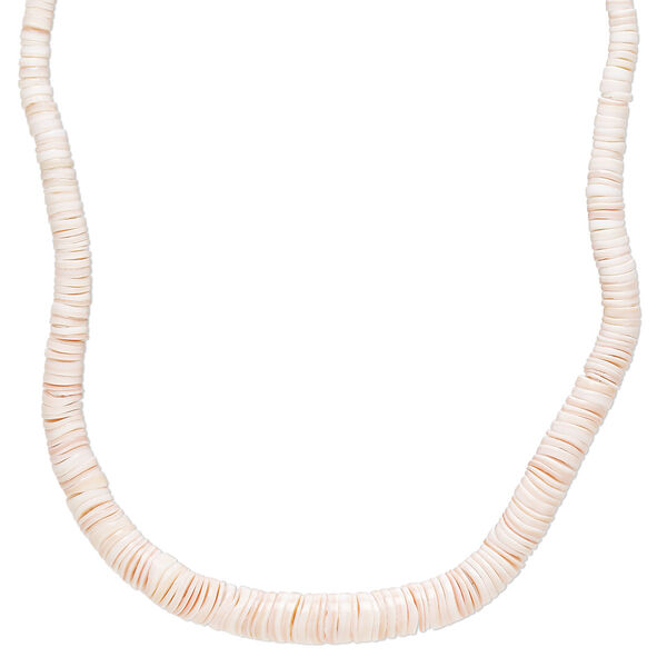 Bead, red-lipped conch shell (pink luanos shell) (natural), 3x1mm-8x2mm hand-cut graduated heishi, Mohs hardness 3-1/2. Sold per 18-inch strand. image number 0