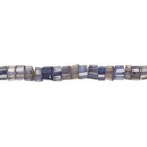 Iolite 1pkg1, hand-cut faceted heishi bead natural 14 inch 4x2mm-4x3mm