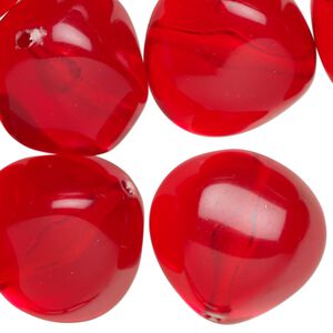Bead, acrylic, translucent red, nugget. Sold per 8-ounce pkg, approximately 35 beads.