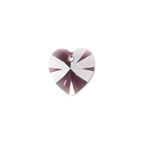Drop 2pk amethyst, Crystal Passions® 14mm pendant heart 6228 image number 0