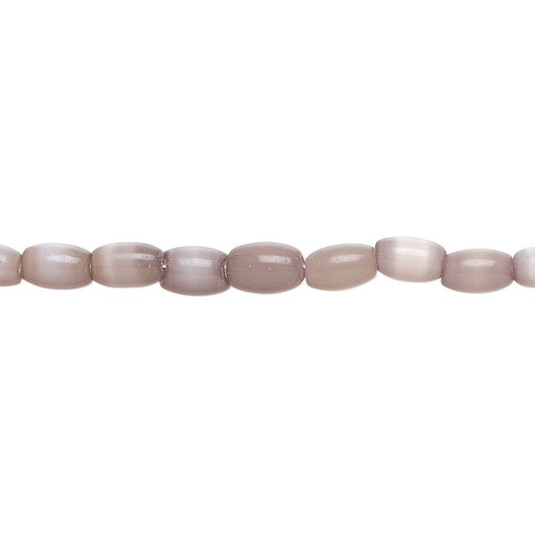 Bead, fiber optic glass, pkg/14 inch, opaque lavender, 6x3mm center-drilled oval. image number 0