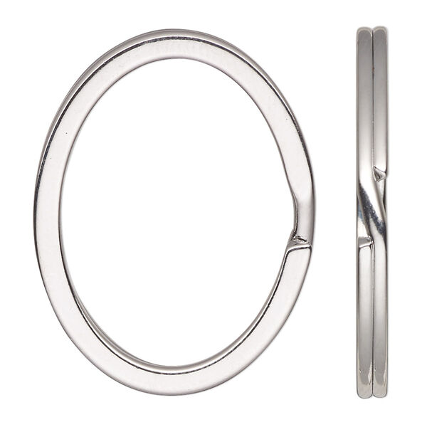 Split ring, nickel-finished steel, 37x28mm flat oval. Sold per pkg of 10. image number 0