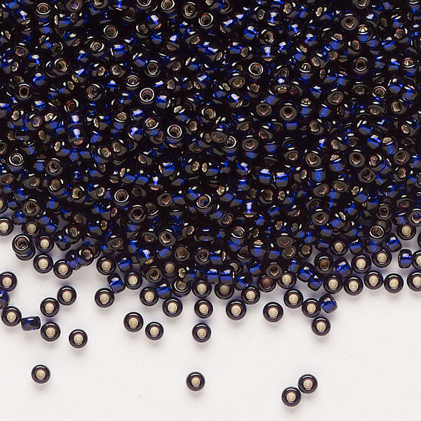 Seed bead, Miyuki, glass, pkg/250g, #11 rocaille, transparent silver-lined dark purple, (RR-1426). image number 0
