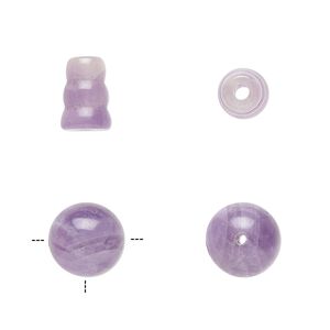 Amethyst 2pkg2, T-drilled round / cone natural 10mm / 9x7mm