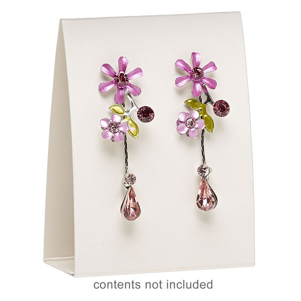 Earring card, adhesive and card stock, cream, 3x2-1/4 inches assembled. Sold per pkg of 100. image number 2