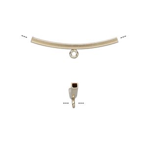Bead, 14Kt gold-filled, 26x2mm curved square tube with loop. Sold per pkg of 2.