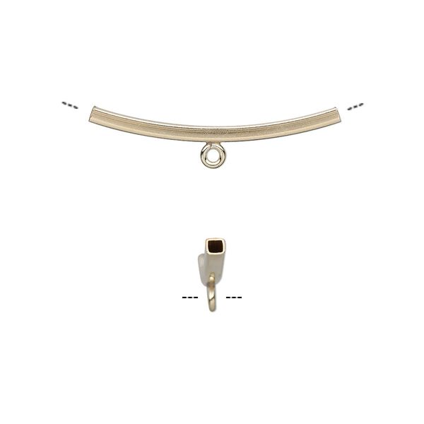 Bead, 14Kt gold-filled, 26x2mm curved square tube with loop. Sold per pkg of 2. image number 0