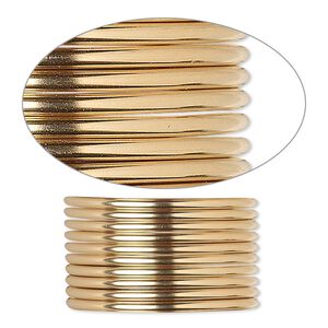 Wire, 12Kt gold-filled, dead-soft, round, 14 gauge. Sold per pkg of 5 feet.