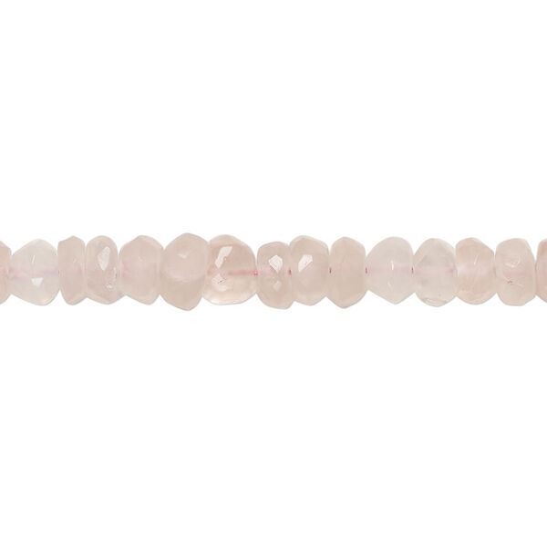 Rose quartz 1pkg1, hand-cut faceted rondelle bead, 13 inch 6x2mm-6x4mm image number 0