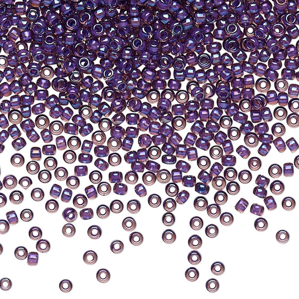 Seed bead, TOHO BEADS®, glass, pkg/50g, #11 round, opaque rainbow purple-lined rosaline (TR-11-928). image number 0