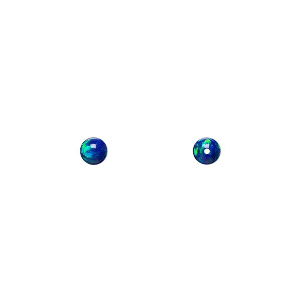 Bead, "opal" (silica and epoxy) (man-made), dark blue, 4mm round. Sold per pkg of 2. image number 0