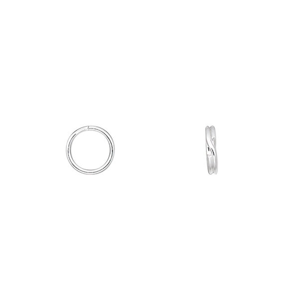 Split ring, sterling silver, 5mm round, 0.04-inches thick. Sold per pkg of 10. image number 0