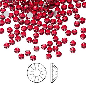 Flat back 144pk light Siam foil back, Preciosa Viva 12® Czech crystal rhinestone 3-3.2mm chaton rose round SS12