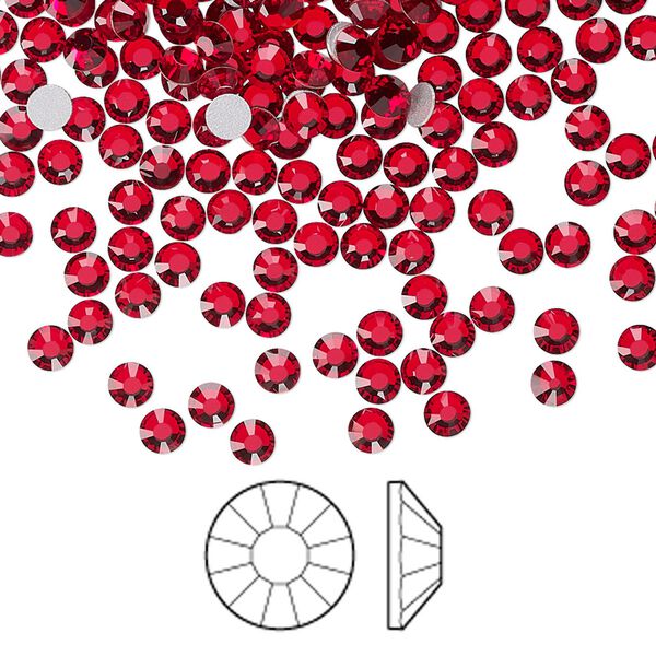Flat back 144pk light Siam foil back, Preciosa Viva 12® Czech crystal rhinestone 3-3.2mm chaton rose round SS12 image number 0