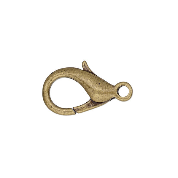 Clasp, lobster claw, antique gold-plated brass, 18x12mm. Sold per pkg of 10. image number 0