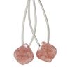 Strawberry quartz 1pkg2, hand-cut top-drilled puffed teardrop bead natural 14x14mm image number 0