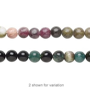 Multi-tourmaline 1pkg1, hand-cut round bead natural 14 inch 5-6mm
