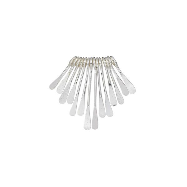 Drop, sterling silver, 1/3 to 3/4 inch graduated paddle pin. Sold per 14-piece set. image number 0