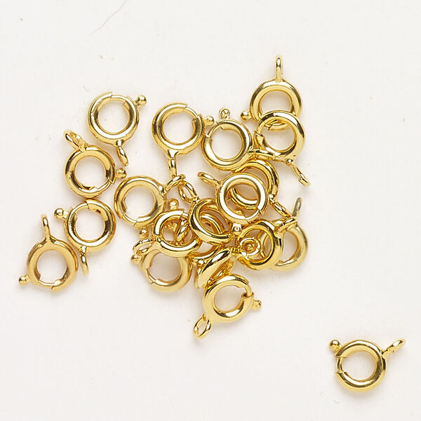 Clasp springring steel 20pk 6mm round, antique gold finish image number 0