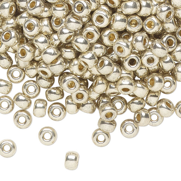 Seed bead, Miyuki, glass, pkg/25g, #6 rocaille, Duracoat® opaque galvanized silver, (RR-4201). image number 0