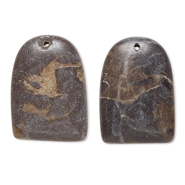 Portoro marble 1pkg2, puffed half round flat back drop natural 24x17mm-26x18mm image number 0